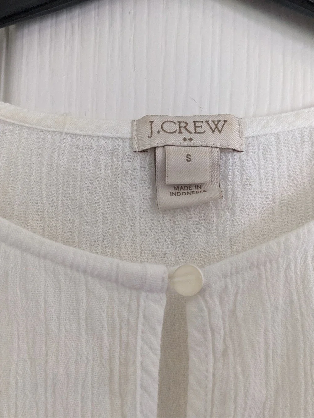 White  Cotton Gauze Coverup with Pink & Blue Trim